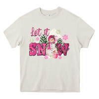 Let It Snow Pink Christmas Heavy Core Tee | Teevron