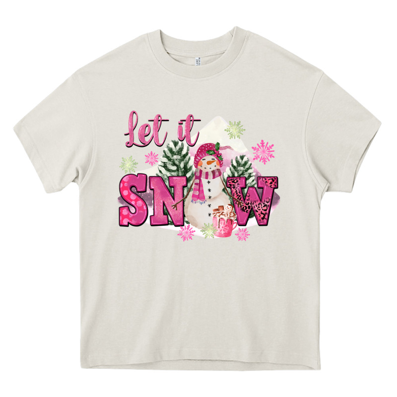 Let It Snow Pink Christmas Heavy Core Tee by FaDigitalArtStudio | Teevron