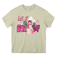 Mossy Let It Snow Pink Christmas Heavy Core Tee - FaDigitalArtStudio