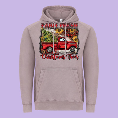 Farm Fresh Christmas Trees Vintage Hoodie Designed By Barkaloodesign