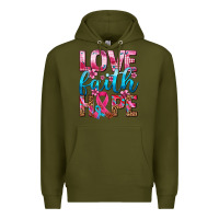 Army Green love faith hope with cancer ribbon  ado Premium Hoodie - AdoDesignShop