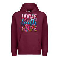 Burgundy love faith hope with cancer ribbon  ado Premium Hoodie - AdoDesignShop