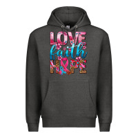 Charcoal Heather love faith hope with cancer ribbon  ado Premium Hoodie - AdoDesignShop