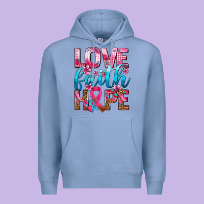 Love Faith Hope With Cancer Ribbon  Ado Premium Hoodie Designed By Adodesignshop