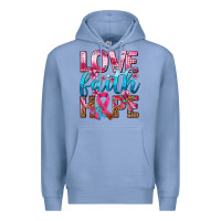 Colony Blue love faith hope with cancer ribbon  ado Premium Hoodie - AdoDesignShop
