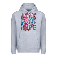 Heather Grey love faith hope with cancer ribbon  ado Premium Hoodie - AdoDesignShop