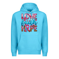 Ocean Blue love faith hope with cancer ribbon  ado Premium Hoodie - AdoDesignShop