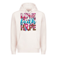 Pale Pink love faith hope with cancer ribbon  ado Premium Hoodie - AdoDesignShop