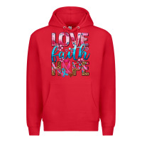 Red love faith hope with cancer ribbon  ado Premium Hoodie - AdoDesignShop