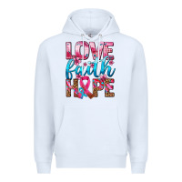 White love faith hope with cancer ribbon  ado Premium Hoodie - AdoDesignShop