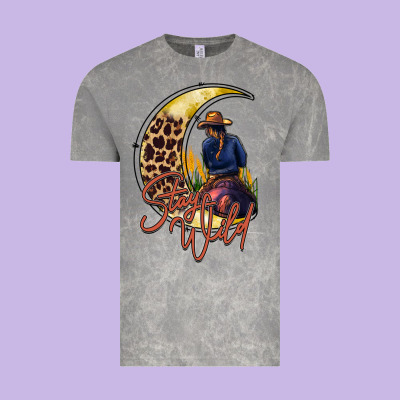Stay Wild Moon Cowgirl Vintage Tee Designed By Racoondesign