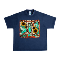 Navy gemini turquoise cowhide Urban Heavy Tee - RanaPortraitStore
