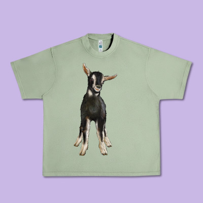 Hand Drawn Baby Alpine Goat Urban Heavy Tee Designed By Lillyallendesigns
