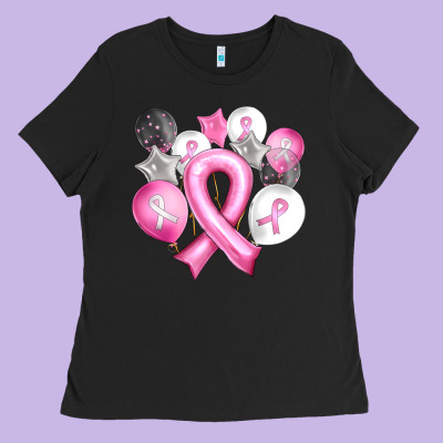 Balloons Cancer Ribbon Ladies Tee Designed By Artiststas