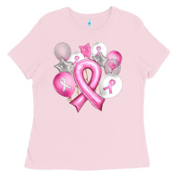 Bubblegum Pink Balloons cancer ribbon Ladies Tee - Artiststas