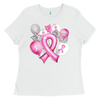 White Balloons cancer ribbon Ladies Tee - Artiststas