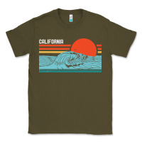Army Green vintage california wave surf retro 80s california beach surfing Classic Tee - linhVisuals