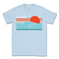 Dusty Blue vintage california wave surf retro 80s california beach surfing Classic Tee - linhVisuals