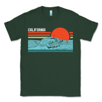 Sports Green vintage california wave surf retro 80s california beach surfing Classic Tee - linhVisuals