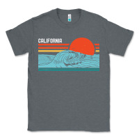 Charcoal Heather vintage california wave surf retro 80s california beach surfing Classic Tee - linhVisuals
