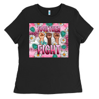 Black Breast Cancer Together Fight Ladies Tee - Artiststas