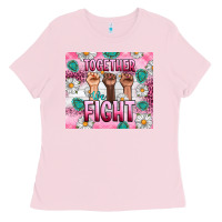 Bubblegum Pink Breast Cancer Together Fight Ladies Tee - Artiststas