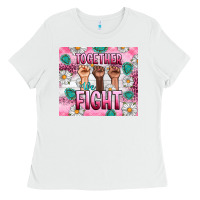 White Breast Cancer Together Fight Ladies Tee - Artiststas
