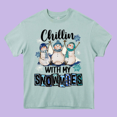 Chillin With My Snowmies Heavy Core Tee Designed By Fadigitalartstudio