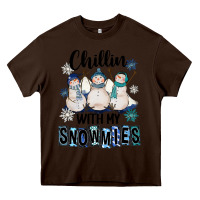 Chocolate Brown Chillin With My Snowmies Heavy Core Tee - FaDigitalArtStudio