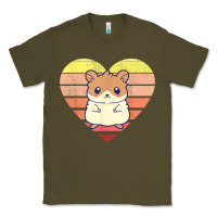 Army Green cute hamster design retro heart shape vintage t shirt Classic Tee - linhVisuals