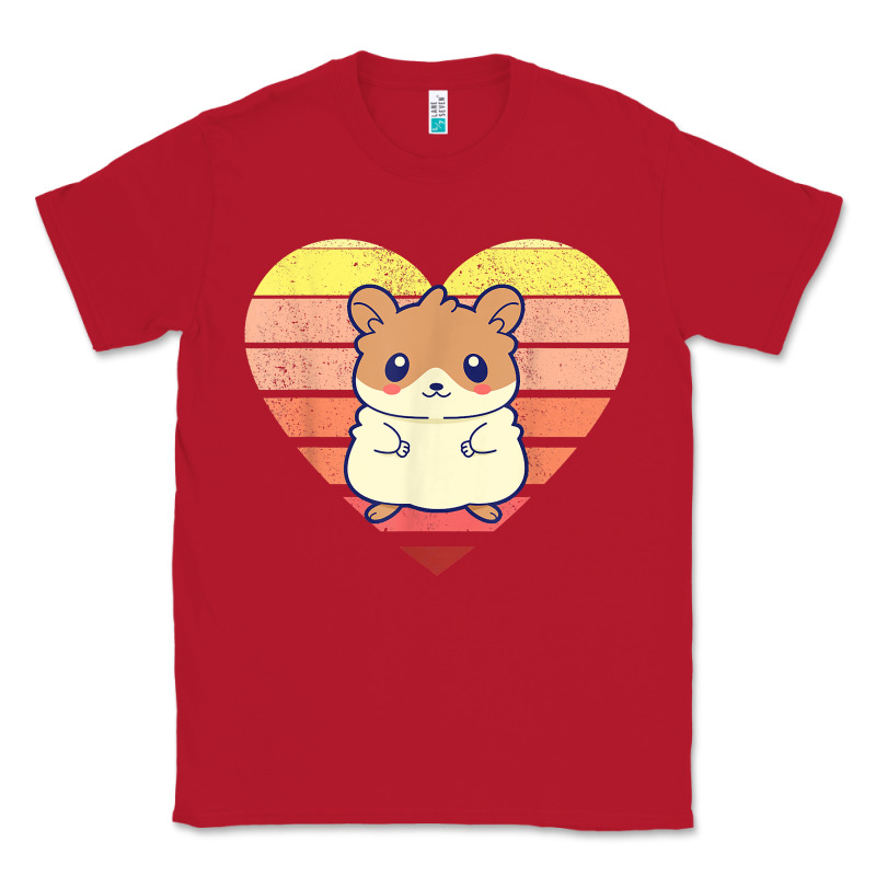 Cute Hamster Design Retro Heart Shape Vintage T Shirt Classic Tee by linhVisuals | Teevron