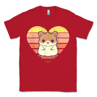 Red cute hamster design retro heart shape vintage t shirt Classic Tee - linhVisuals