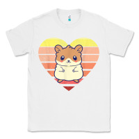 White cute hamster design retro heart shape vintage t shirt Classic Tee - linhVisuals