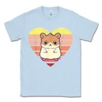 Dusty Blue cute hamster design retro heart shape vintage t shirt Classic Tee - linhVisuals