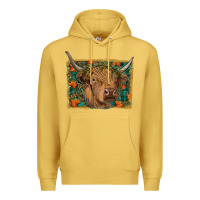 Antique Gold highland cow fall Premium Hoodie - RanaPortraitStore