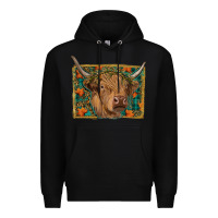 Black highland cow fall Premium Hoodie - RanaPortraitStore