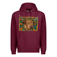 Burgundy highland cow fall Premium Hoodie - RanaPortraitStore