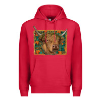 Cardinal highland cow fall Premium Hoodie - RanaPortraitStore