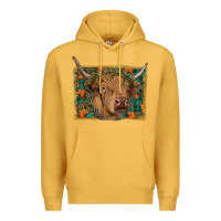 Mustard highland cow fall Premium Hoodie - RanaPortraitStore
