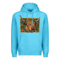 Ocean Blue highland cow fall Premium Hoodie - RanaPortraitStore
