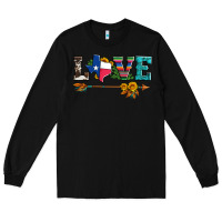 Black love texas serape cowhide cactus and sunflowers Long Sleeve Tee - Artiststas