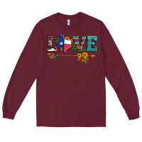 Burgundy love texas serape cowhide cactus and sunflowers Long Sleeve Tee - Artiststas