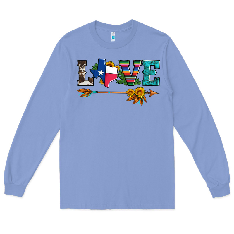 Love Texas Serape Cowhide Cactus And Sunflowers Long Sleeve Tee by Artiststas | Teevron