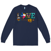 Navy love texas serape cowhide cactus and sunflowers Long Sleeve Tee - Artiststas