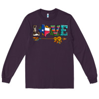 Plum love texas serape cowhide cactus and sunflowers Long Sleeve Tee - Artiststas