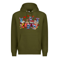Army Green christmas stitch coffee cups Premium Hoodie - AdoDesignShop