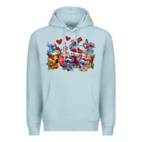 Blue Mist christmas stitch coffee cups Premium Hoodie - AdoDesignShop