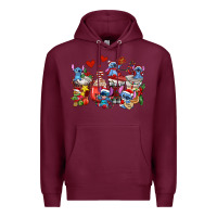 Burgundy christmas stitch coffee cups Premium Hoodie - AdoDesignShop