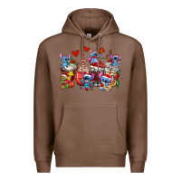 Chestnut christmas stitch coffee cups Premium Hoodie - AdoDesignShop