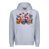 Heather Grey christmas stitch coffee cups Premium Hoodie - AdoDesignShop